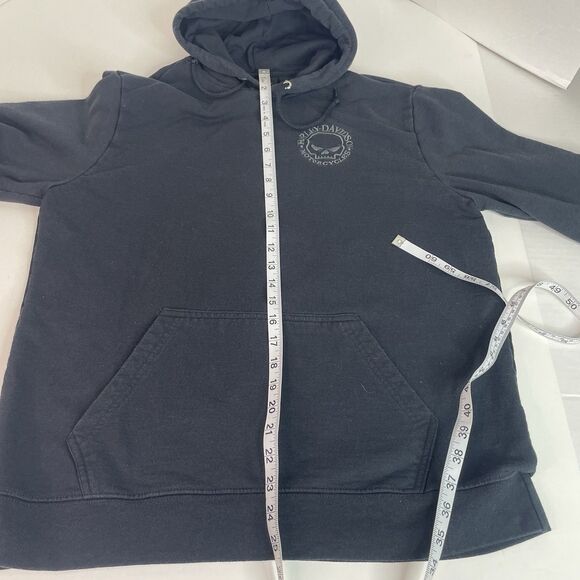 Harley Davidson Hoodie Sweatshirt, Medium, Black, Logo, Skull, Sleeve Spellout - Picture 7 of 8